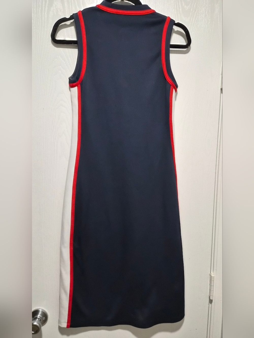 Tory Burch Sport Sleeveless Track Midi Navy & Red Tennis Quarter Zip Dress Sz XS - Picture 7 of 8